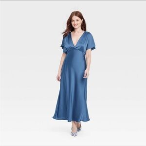 Target A New Day Women’s Satin Flutter Short Sleeve Maxi A-Line Dress